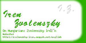 iren zvolenszky business card